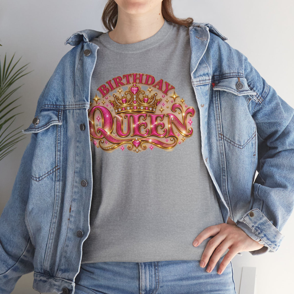 Birthday Queen Graphic T-Shirt | Pink & Gold Crown