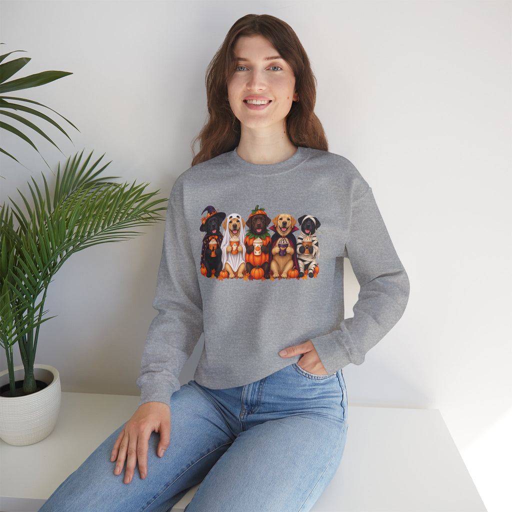 Halloween Dogs Crewneck Sweatshirt — Cute Puppies in Costumes Fall Pullover