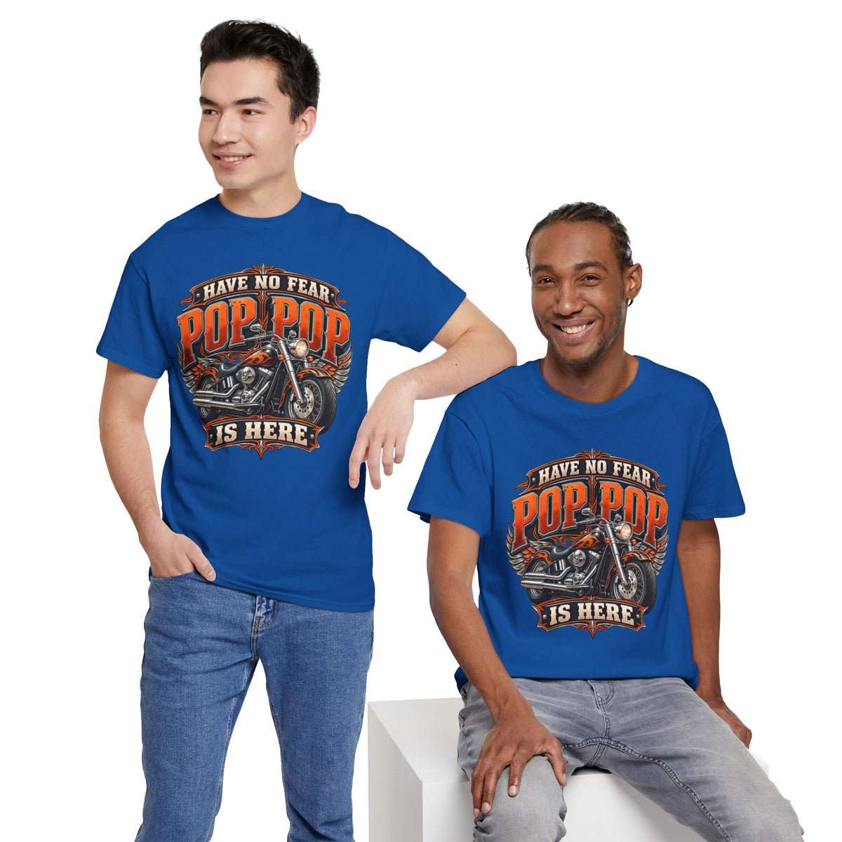 Pop Pop Is Here Motorcycle Dad T-Shirt