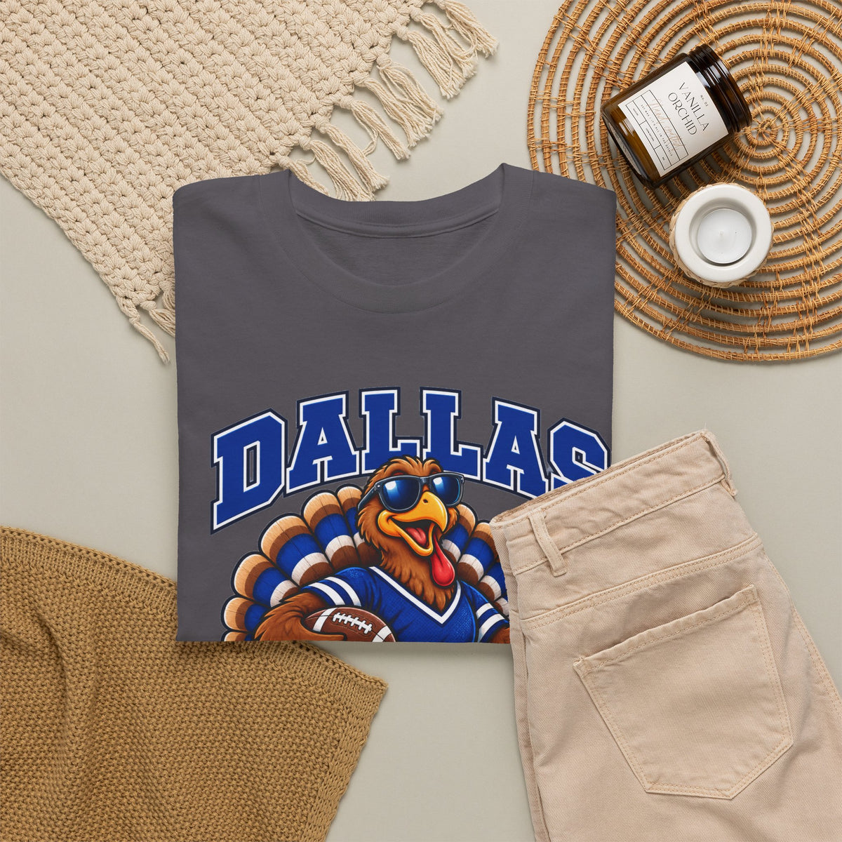 Dallas Thanksgiving Football T-Shirt — Turkey Mascot Game Day Tee