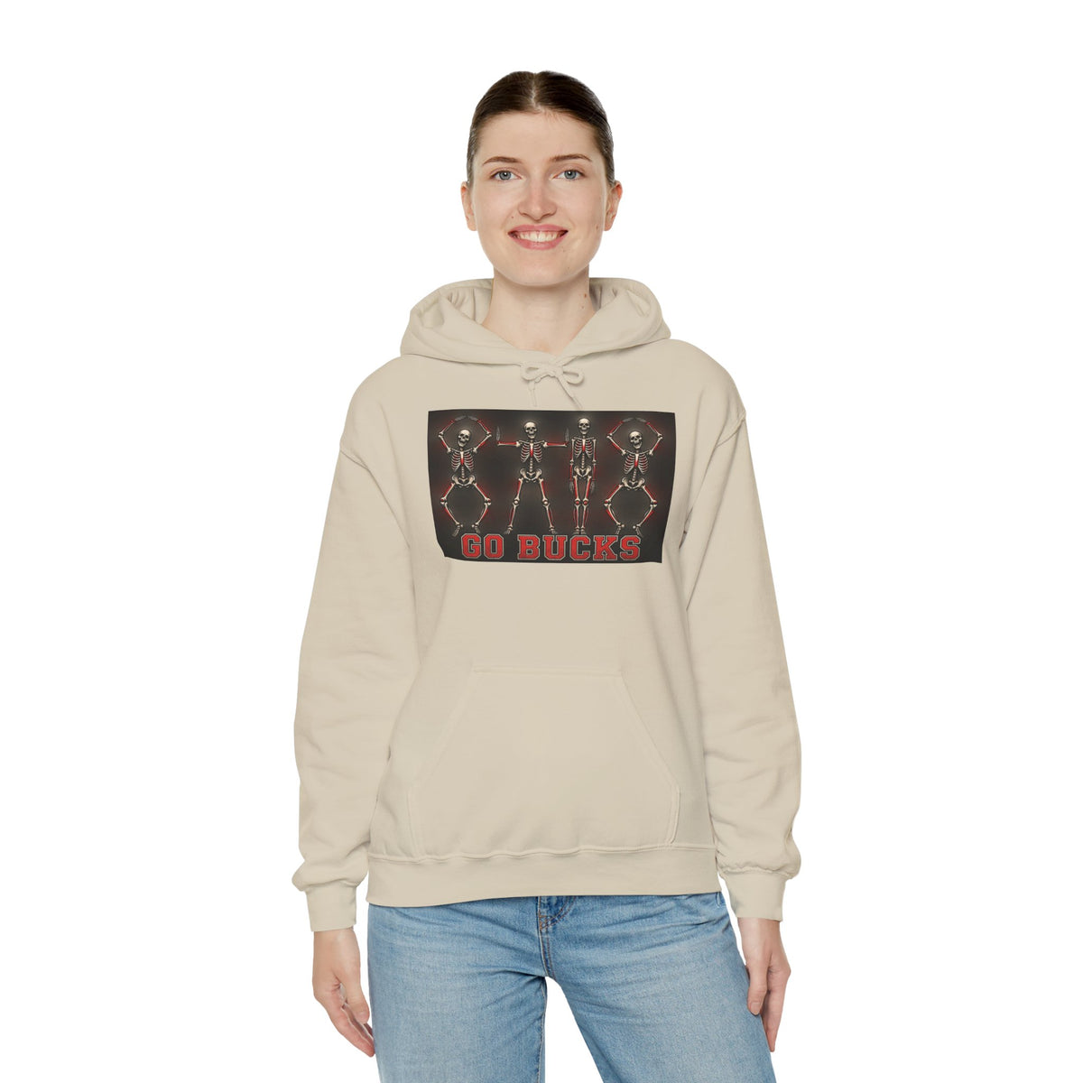 Go Bucks Hoodie — Vintage Red Deer Antlers Graphic Hooded Sweatshirt