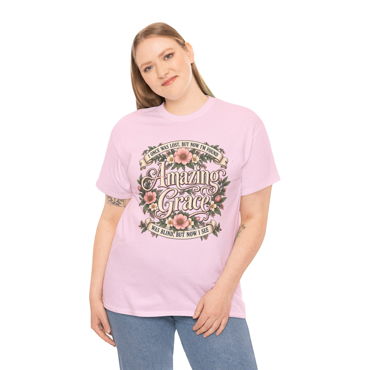 Amazing Grace Floral T-Shirt — Vintage Christian Faith Tee