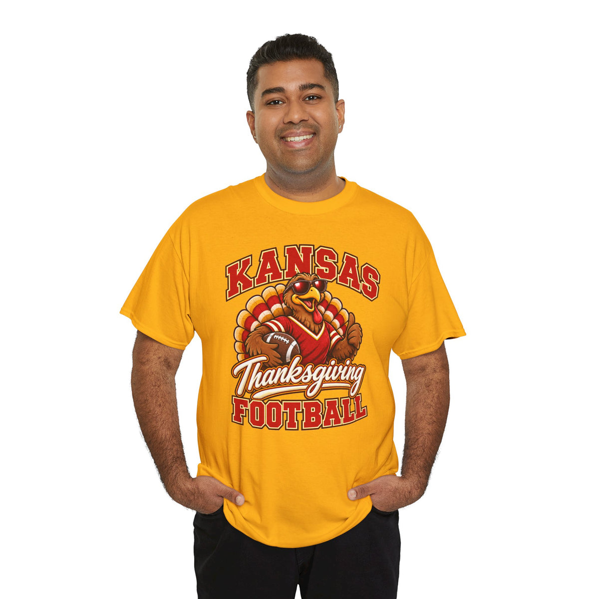 Kansas Thanksgiving Football T‑Shirt — Turkey Mascot Holiday Game Tee