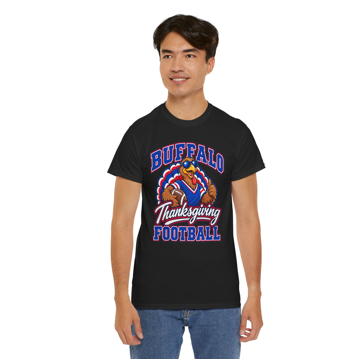 Buffalo Thanksgiving Football T-Shirt — Turkey Mascot Game Day Tee
