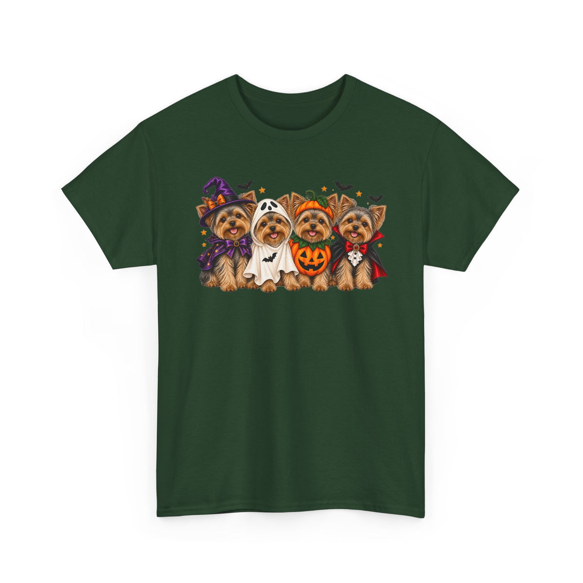 Halloween Yorkie T-Shirt — Cute Yorkies in Costumes (Pumpkin, Ghost, Witch, Vampire)