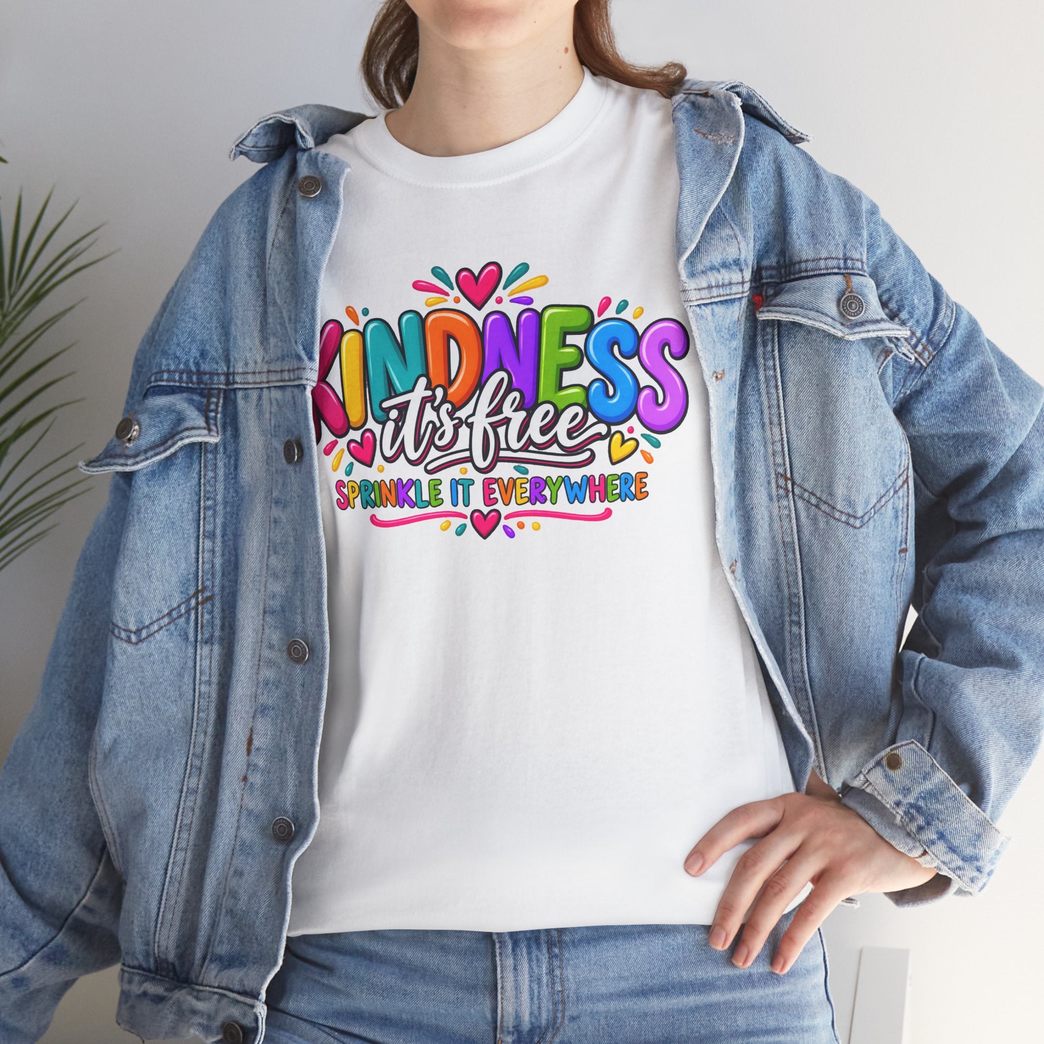 Kindness Is Free Rainbow Tee — Cute Positive Message T-Shirt