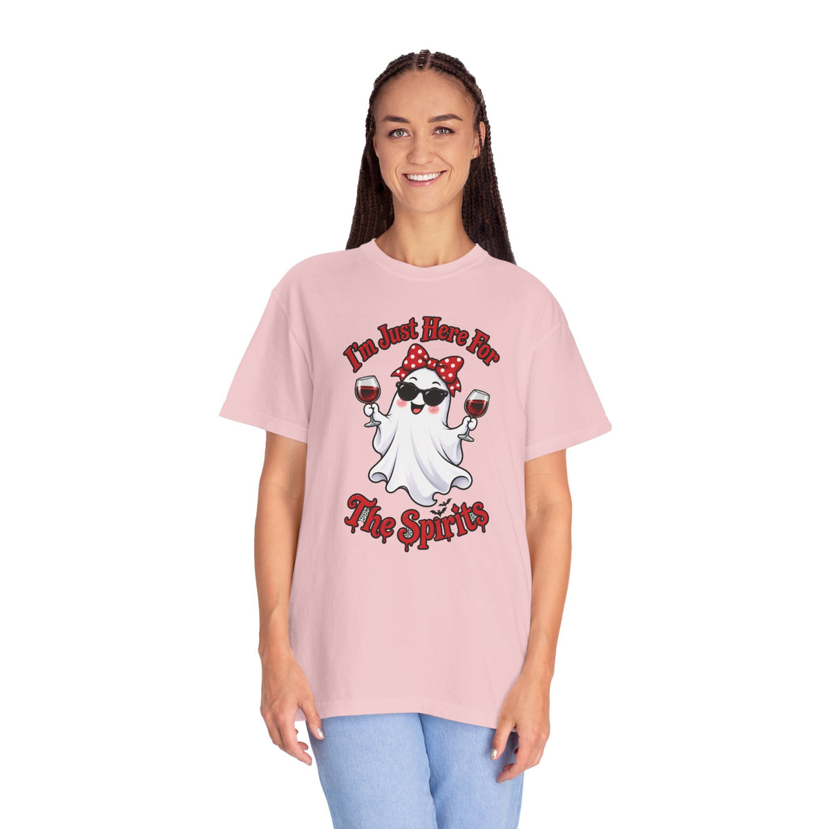 Wine Ghost T-Shirt — "I'm Just Here For The Spirits" Halloween Tee