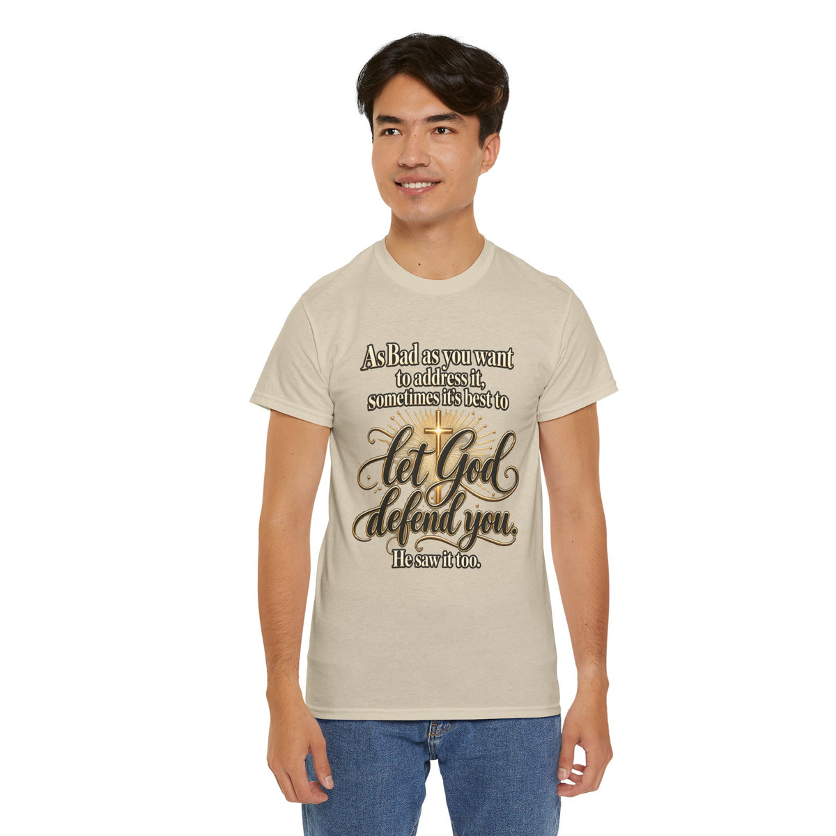 Let God Defend You Inspirational Christian T-Shirt