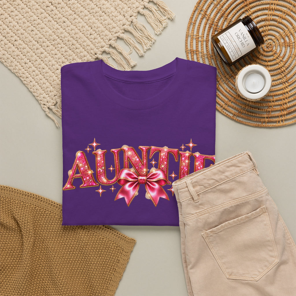 Auntie Graphic T-Shirt | Pink Bow Design