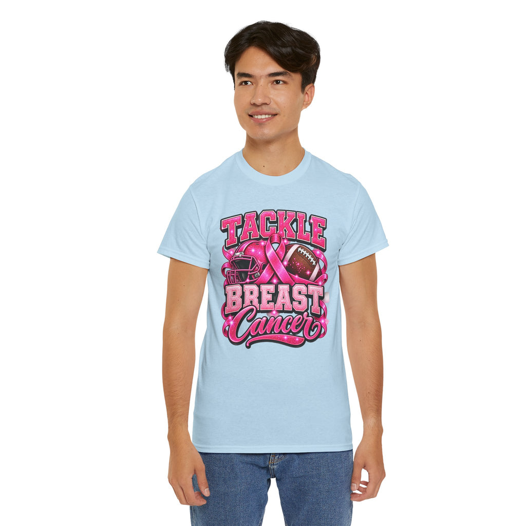 T-Shirt — "Tackle Breast Cancer" Pink Football Awareness Tee