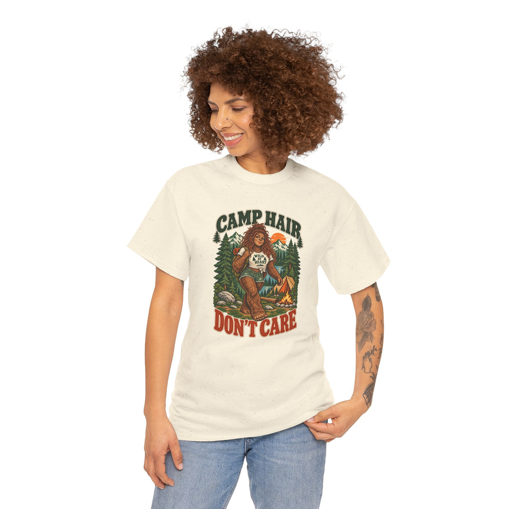 Camp Hair Don't Care T-Shirt — Retro Camping Graphic Tee