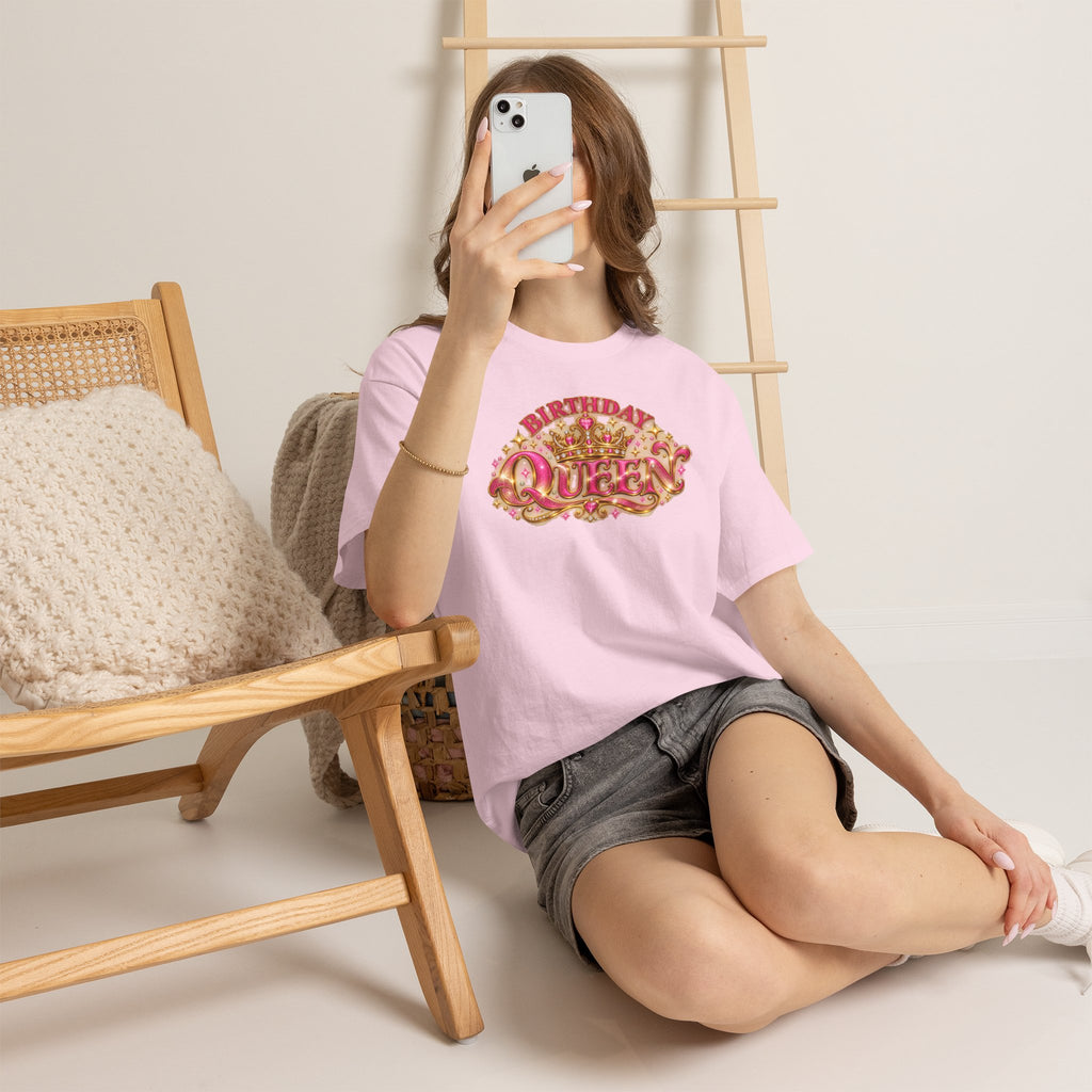 Birthday Queen Graphic T-Shirt | Pink & Gold Crown