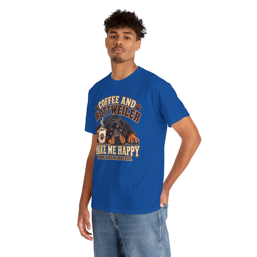 Coffee and Rottweiler Tee — "Coffee and Rottweiler Make Me Happy" Dog Lover Shirt