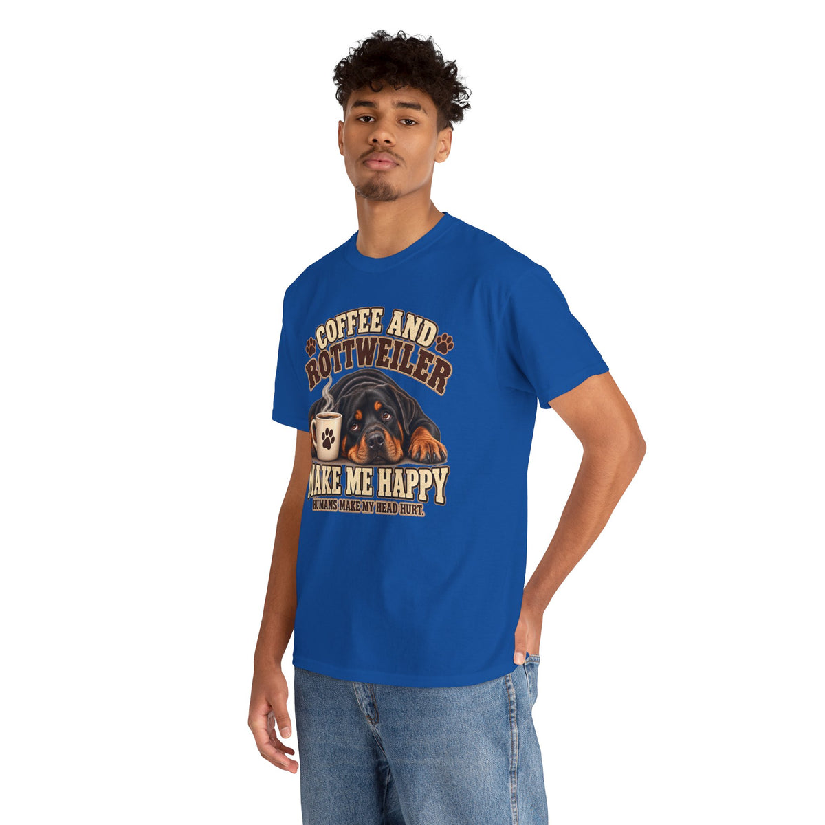 Coffee and Rottweiler Tee — "Coffee and Rottweiler Make Me Happy" Dog Lover Shirt