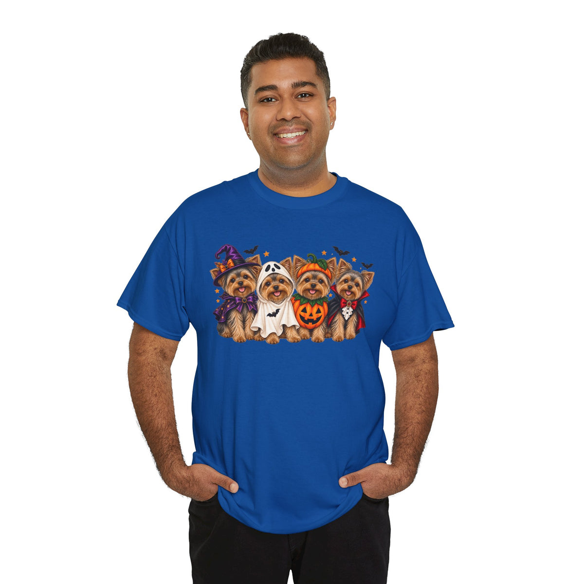 Halloween Yorkie T-Shirt — Cute Yorkies in Costumes (Pumpkin, Ghost, Witch, Vampire)