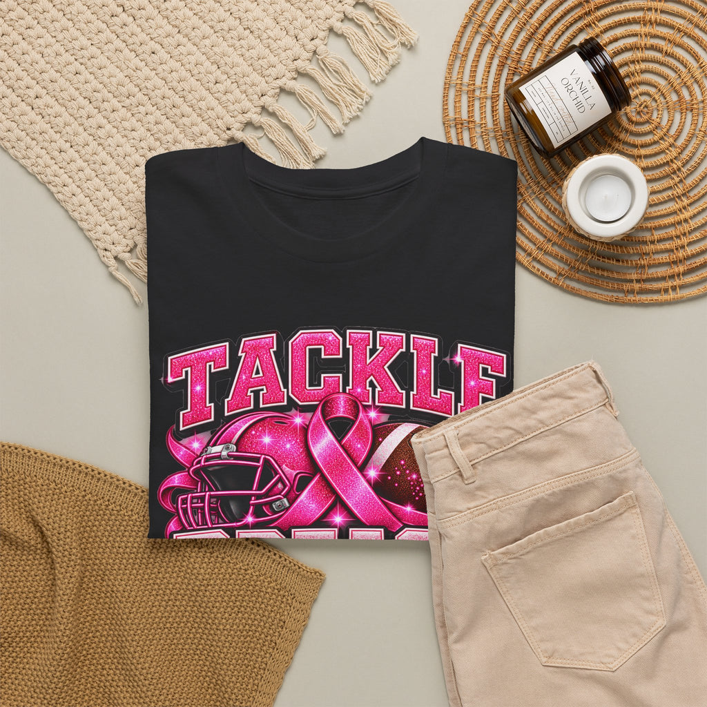 T-Shirt — "Tackle Breast Cancer" Pink Football Awareness Tee