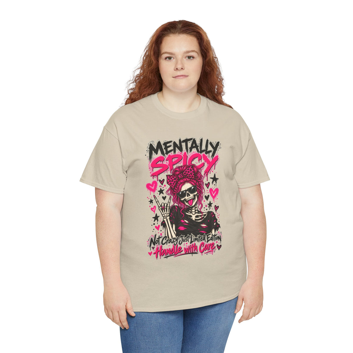 Mentally Spicy Skeleton Graphic T-Shirt