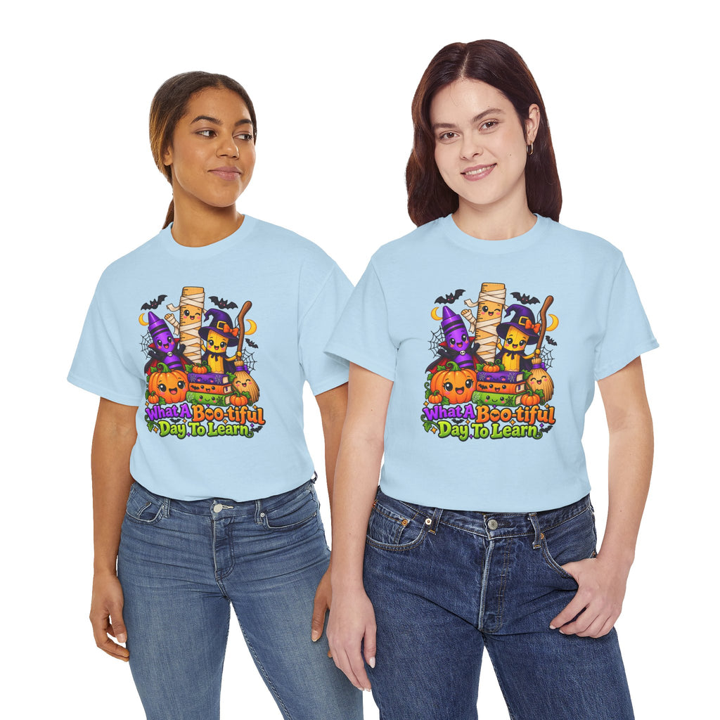 Halloween Teacher Tee — "What A Boo-tiful Day To Learn" Kids' Classroom Shirt