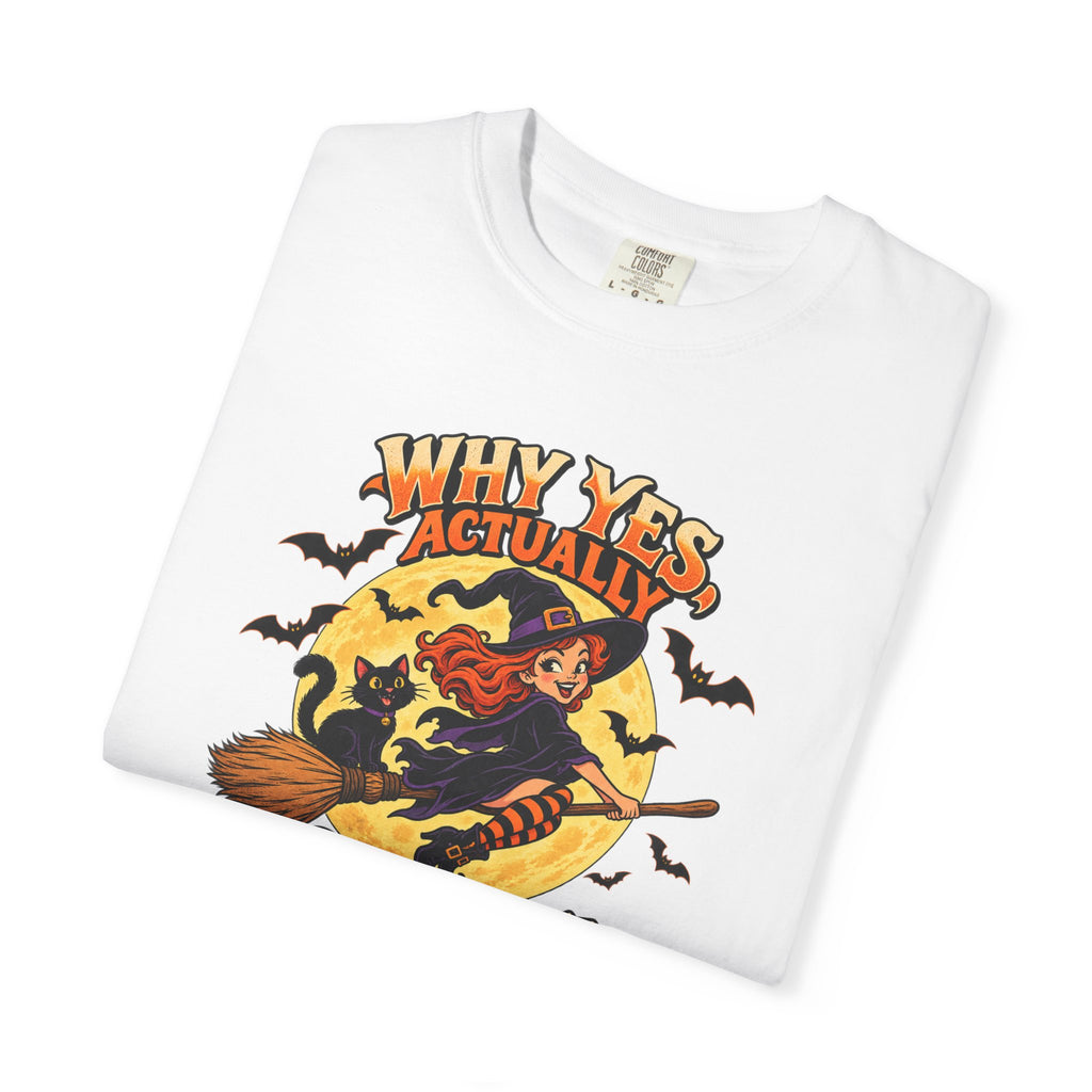 Witch Broom Halloween T-Shirt — "Why Yes Actually I Can Drive A Stick"