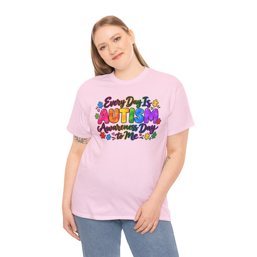 Autism Awareness T-Shirt — "Every Day Is Autism Awareness Day to Me" Colorful Puzzle Tee