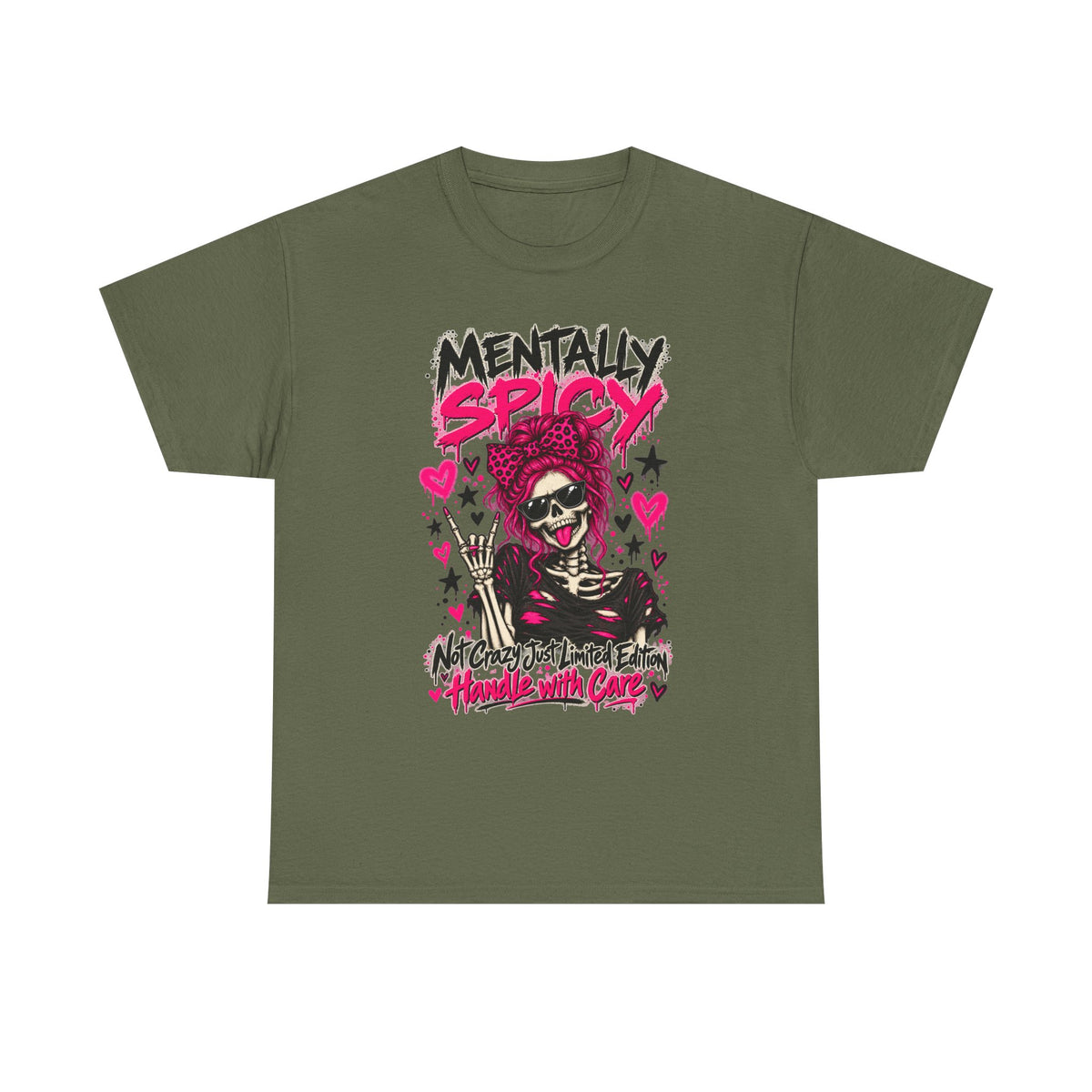 Mentally Spicy Skeleton Graphic T-Shirt