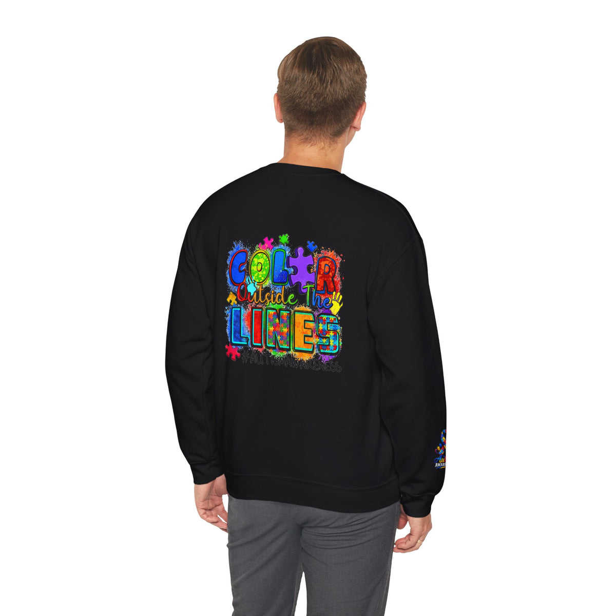 Autism Awareness Crewneck Sweatshirt — Color Outside the Lines Design