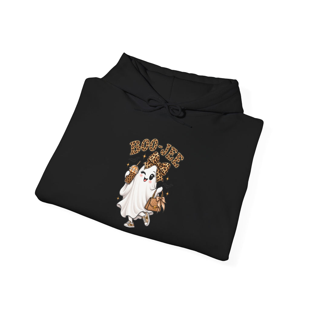 Leopard Bow Ghost Hoodie — Cute Halloween Pumpkin Sweatshirt