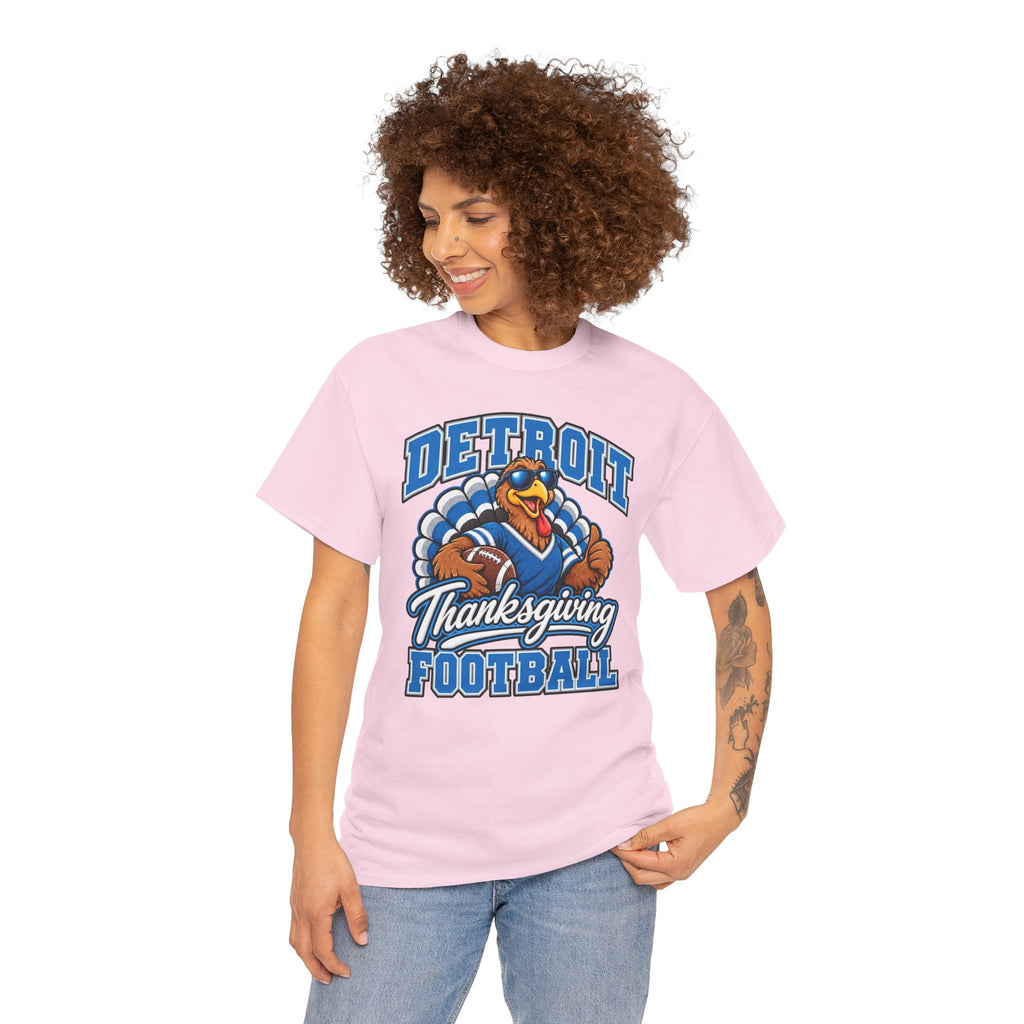 Detroit Thanksgiving Football Tee — Turkey Mascot Game Day Shirt