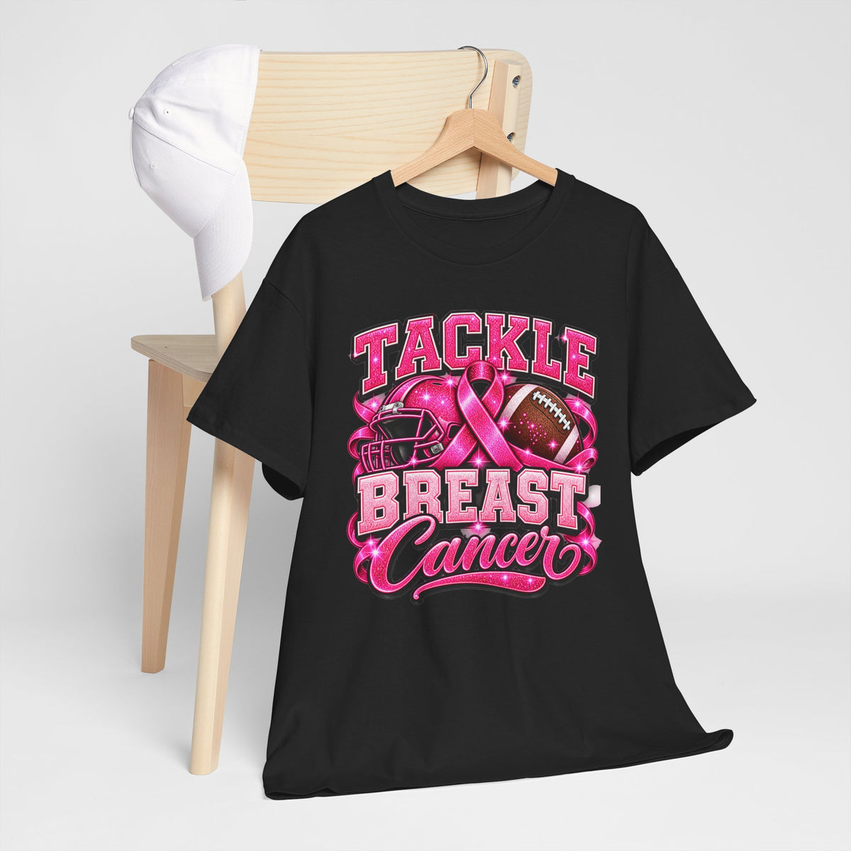 T-Shirt — "Tackle Breast Cancer" Pink Football Awareness Tee