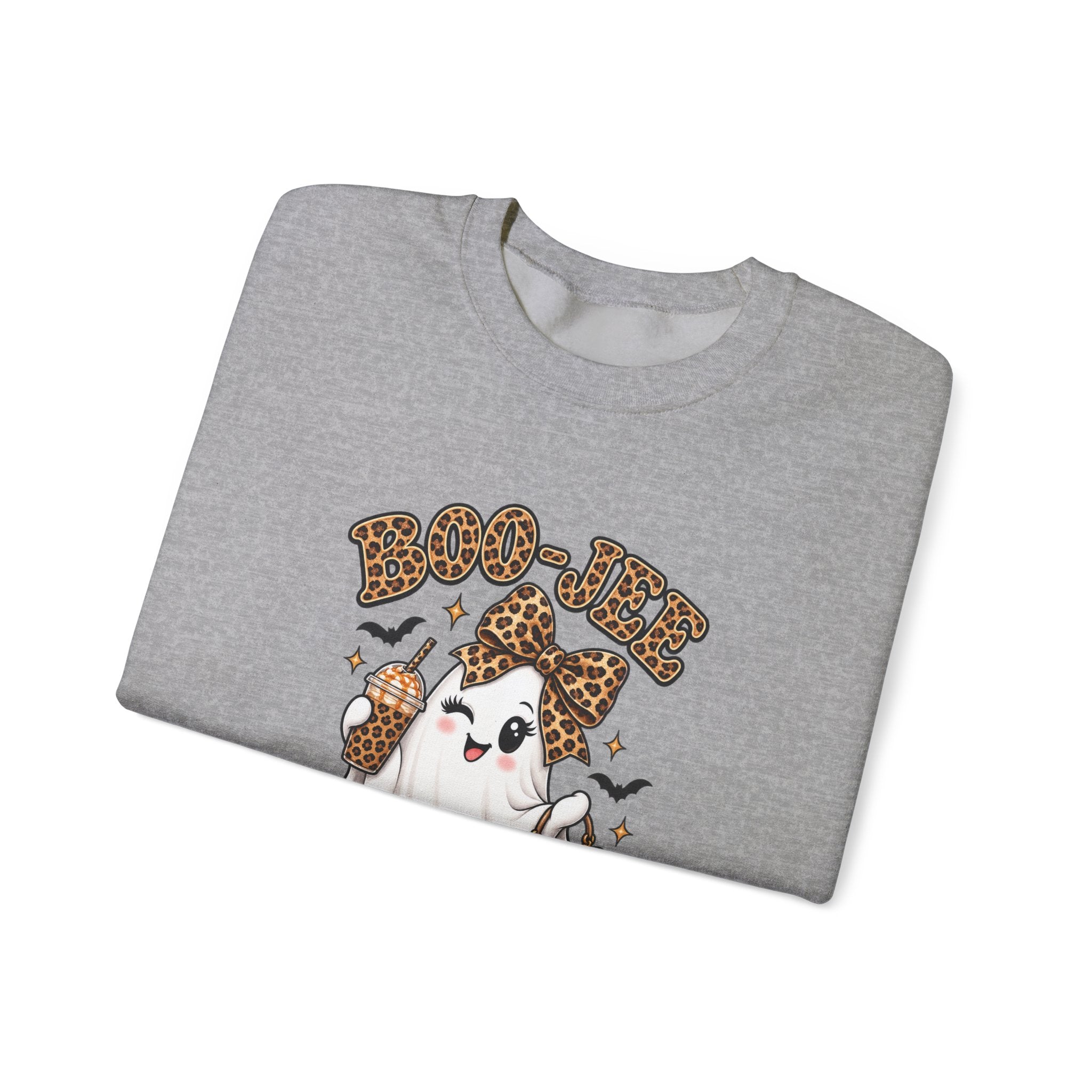 Boo-tiful Leopard Ghost Sweatshirt — Cute Halloween Graphic Crewneck