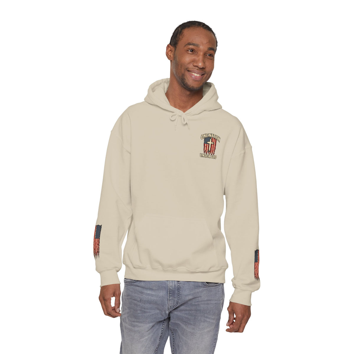 One Nation Under God Patriotic Cross Hoodie