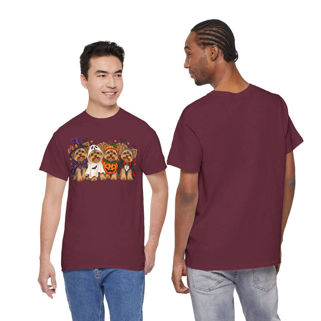 Halloween Yorkie T-Shirt — Cute Yorkies in Costumes (Pumpkin, Ghost, Witch, Vampire)