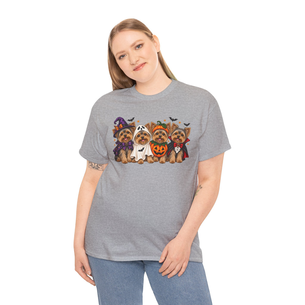 Halloween Yorkie T-Shirt — Cute Yorkies in Costumes (Pumpkin, Ghost, Witch, Vampire)