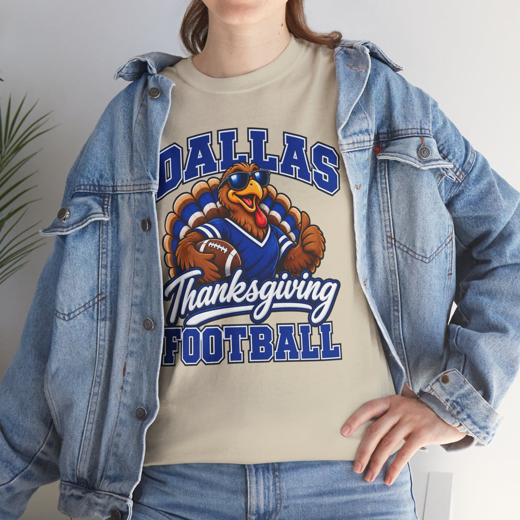 Dallas Thanksgiving Football T-Shirt — Turkey Mascot Game Day Tee