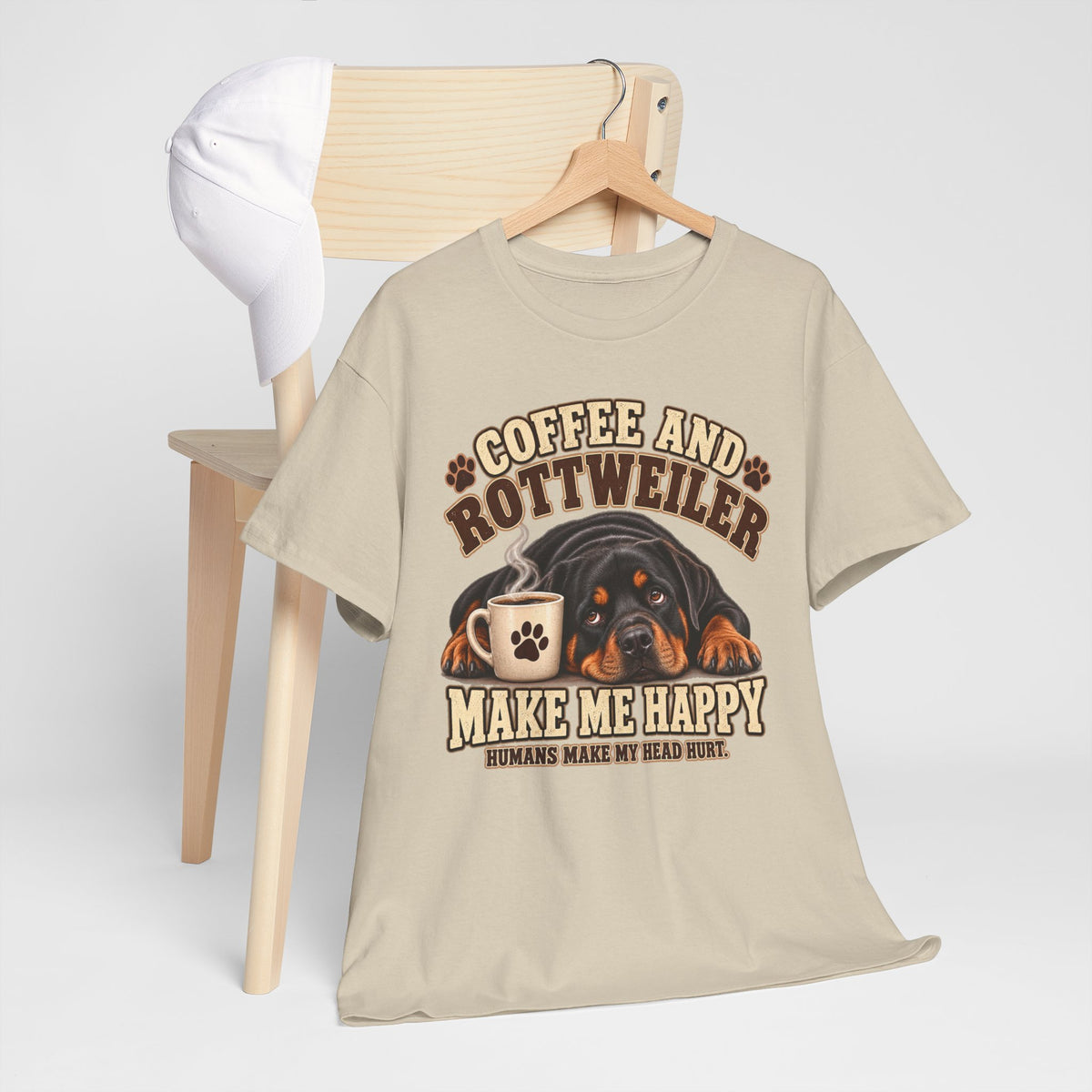 Coffee and Rottweiler Tee — "Coffee and Rottweiler Make Me Happy" Dog Lover Shirt