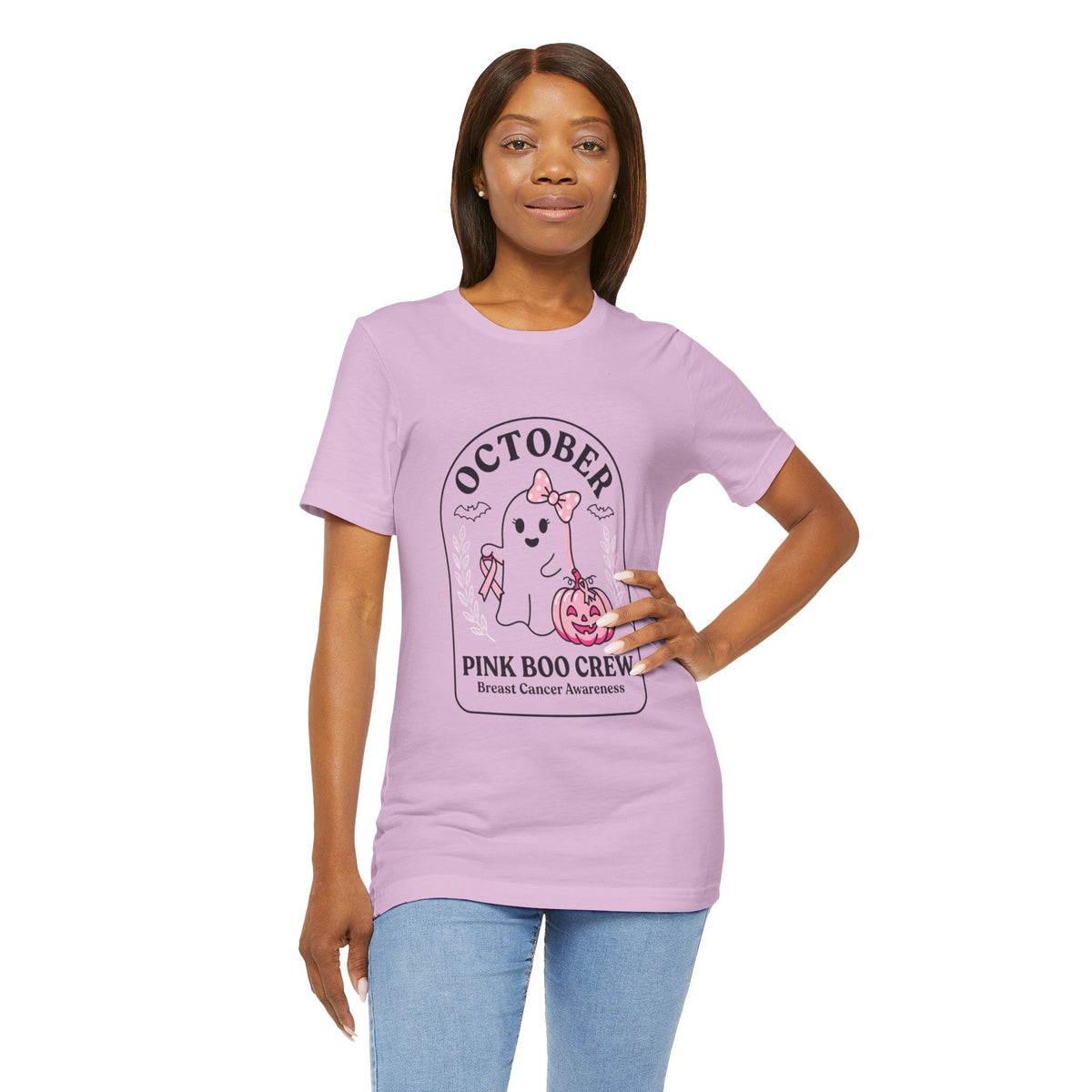 October Pink Boo Crew Tee — Breast Cancer Awareness Ghost T-Shirt