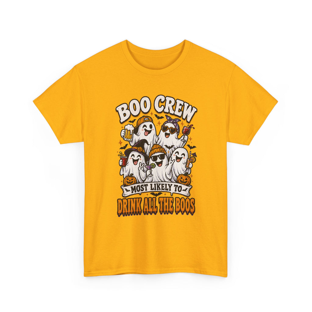 Boo Crew Halloween Tee — “Most Likely To Drink All The Boos” Ghost Party Shirt