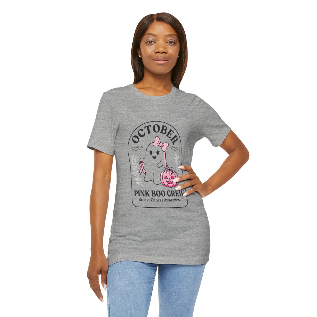October Pink Boo Crew Tee — Breast Cancer Awareness Ghost T-Shirt
