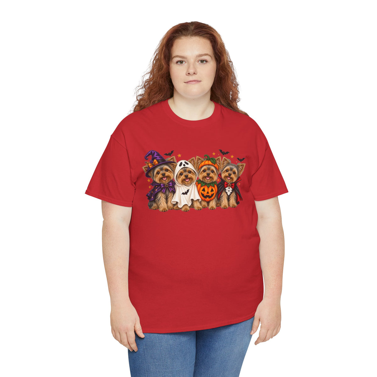 Halloween Yorkie T-Shirt — Cute Yorkies in Costumes (Pumpkin, Ghost, Witch, Vampire)