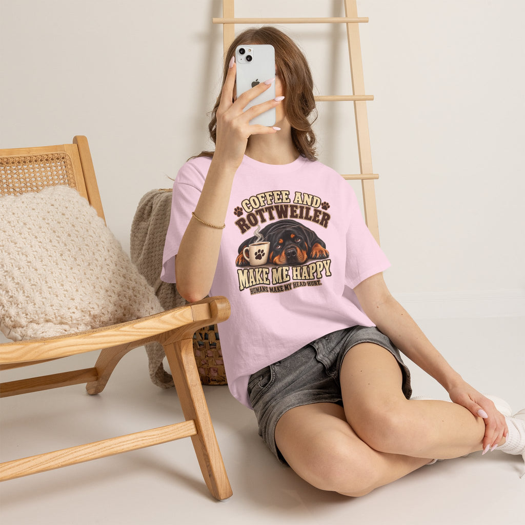 Coffee and Rottweiler Tee — "Coffee and Rottweiler Make Me Happy" Dog Lover Shirt