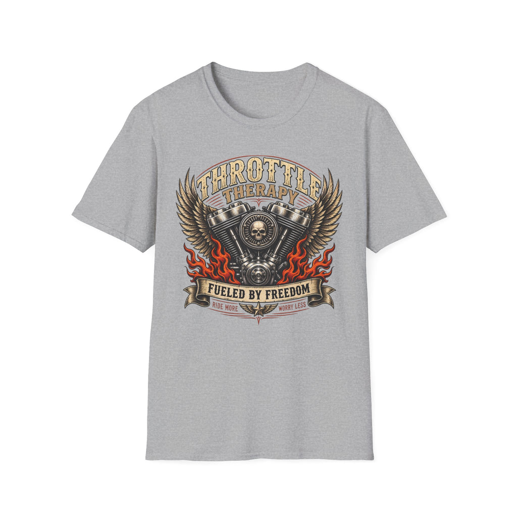 Throttle Therapy Motorcycle T‑Shirt — Fueled by Freedom Riding Tee