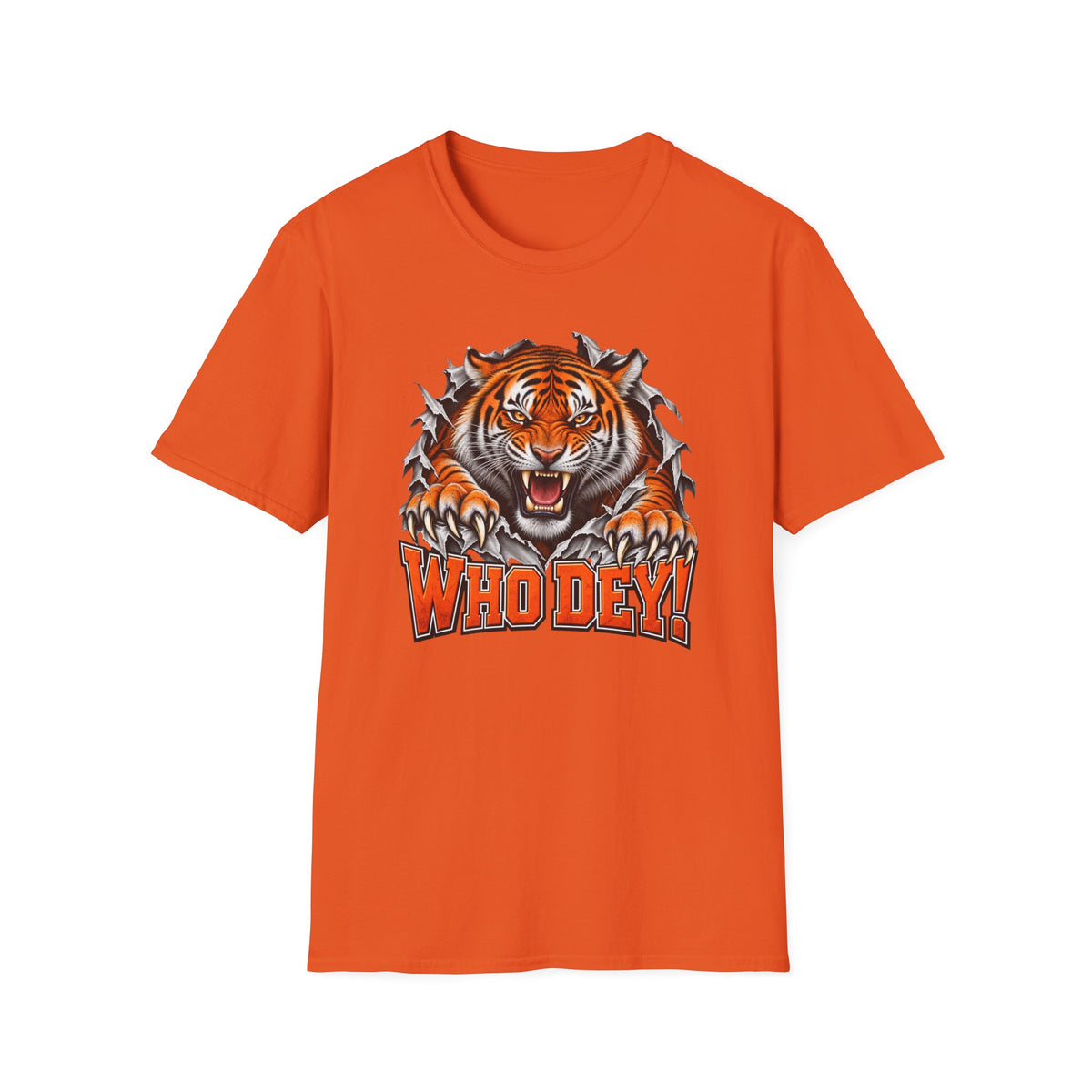 Tiger Graphic T-Shirt — "Who Dey!" Fierce Roaring Design