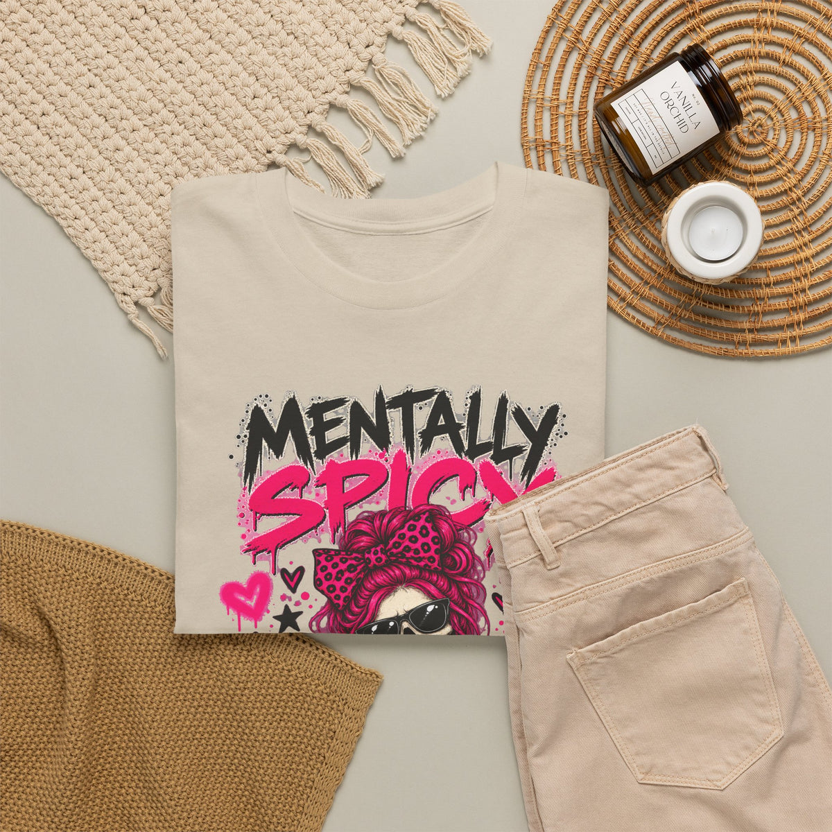 Mentally Spicy Skeleton Graphic T-Shirt