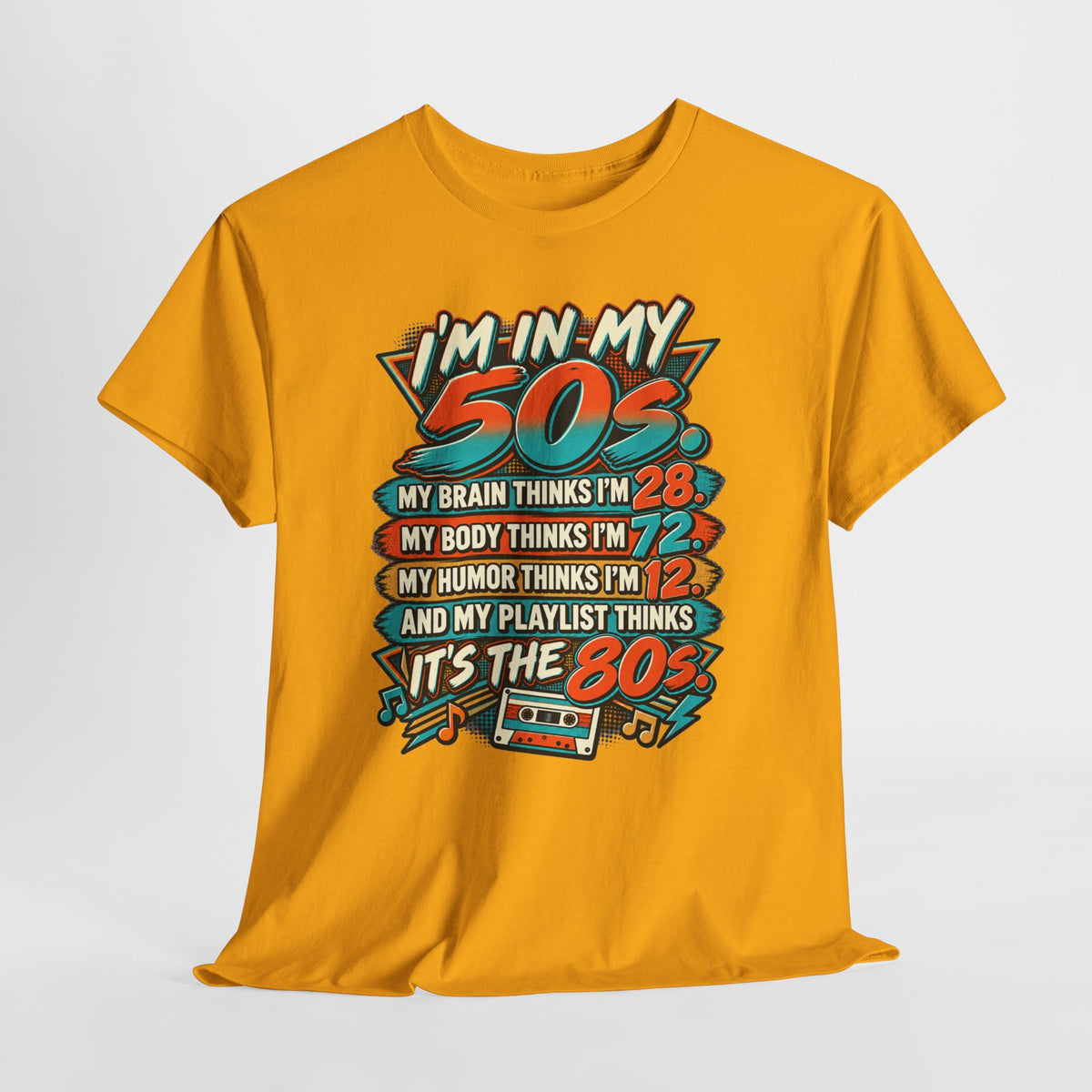 Retro 50s Birthday T‑Shirt — "I'm in My 50s" 80s Playlist Cassette Tee