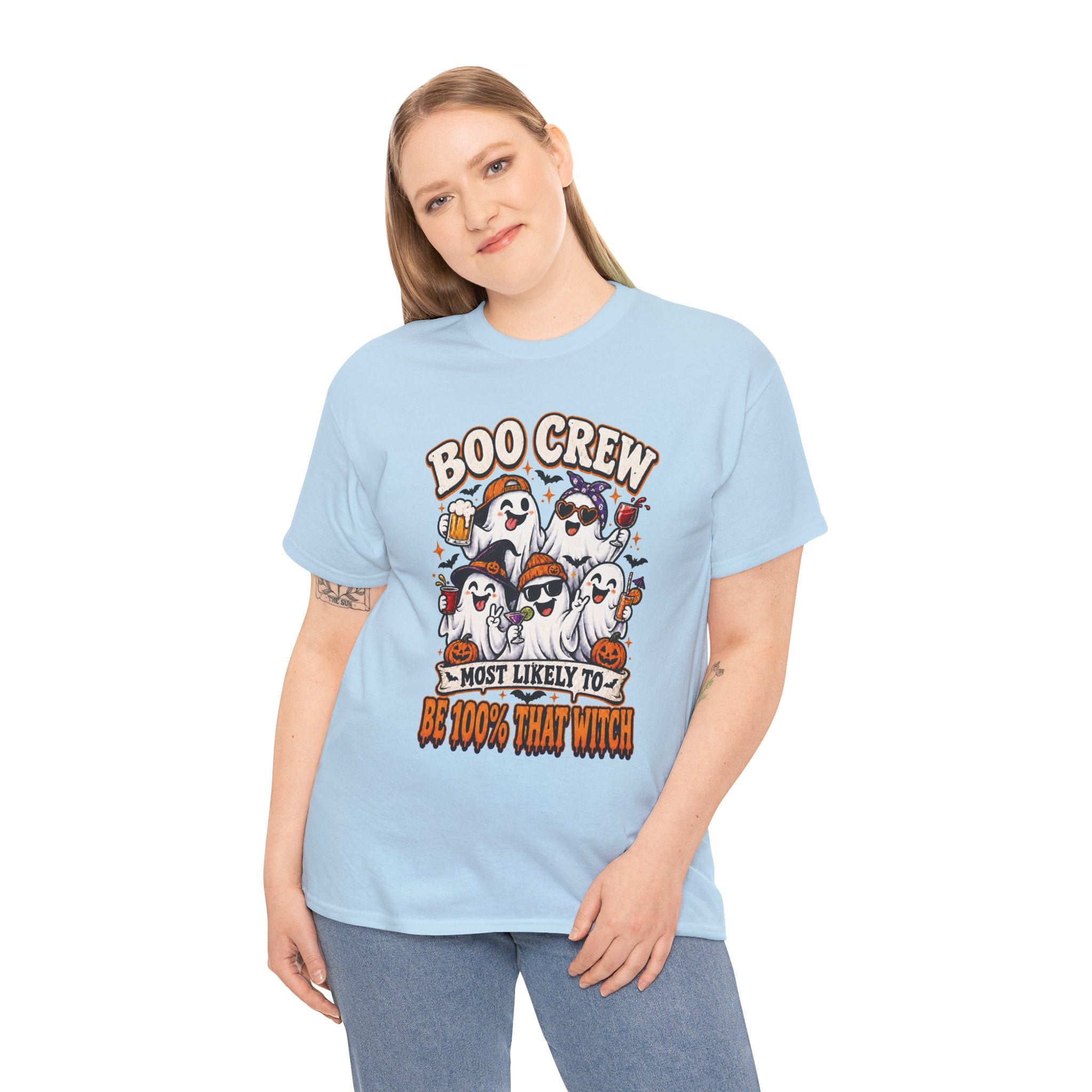 Boo Crew Halloween T-Shirt – "Most Likely To Be 100% That Witch" Ghosts Tee