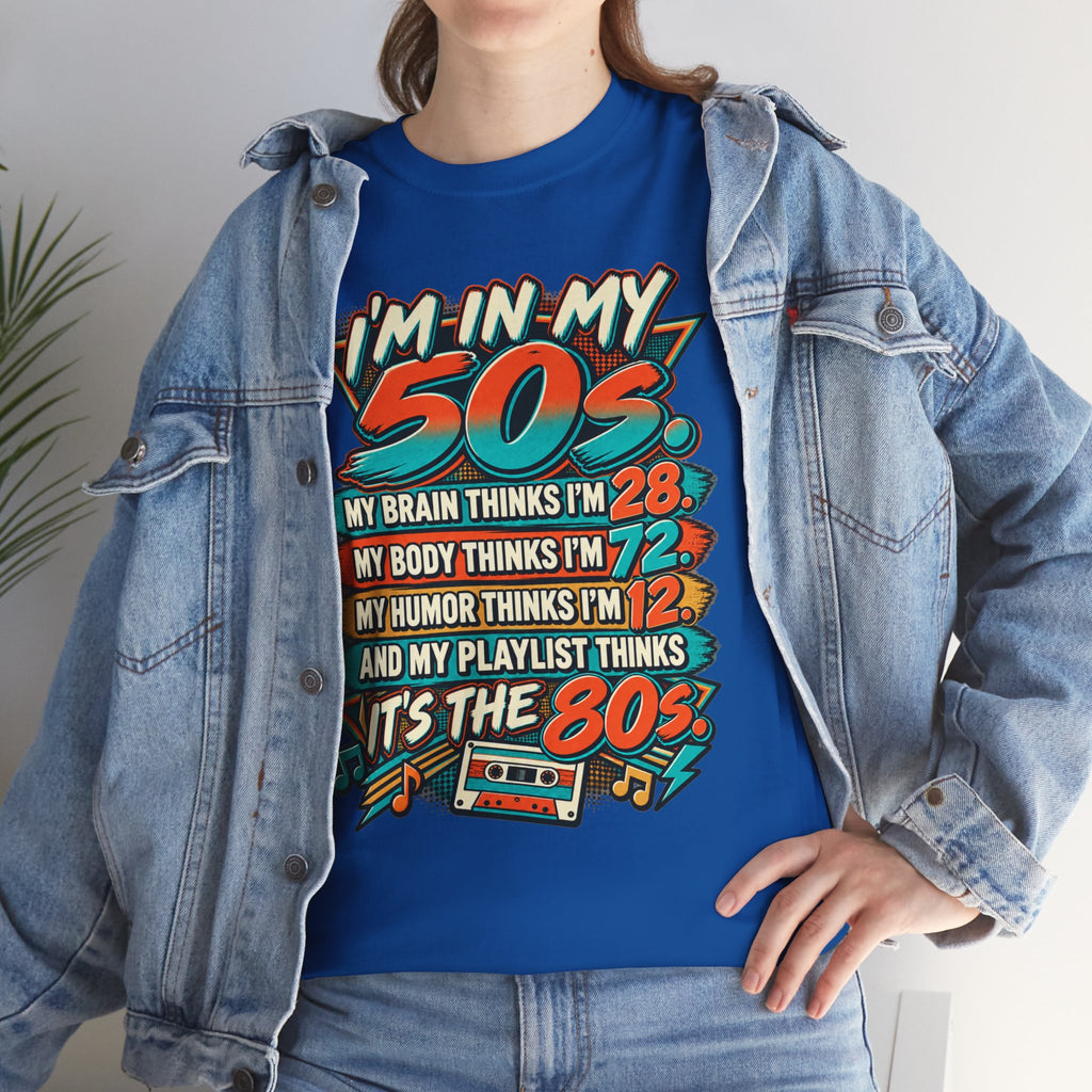 Retro 50s Birthday T‑Shirt — "I'm in My 50s" 80s Playlist Cassette Tee