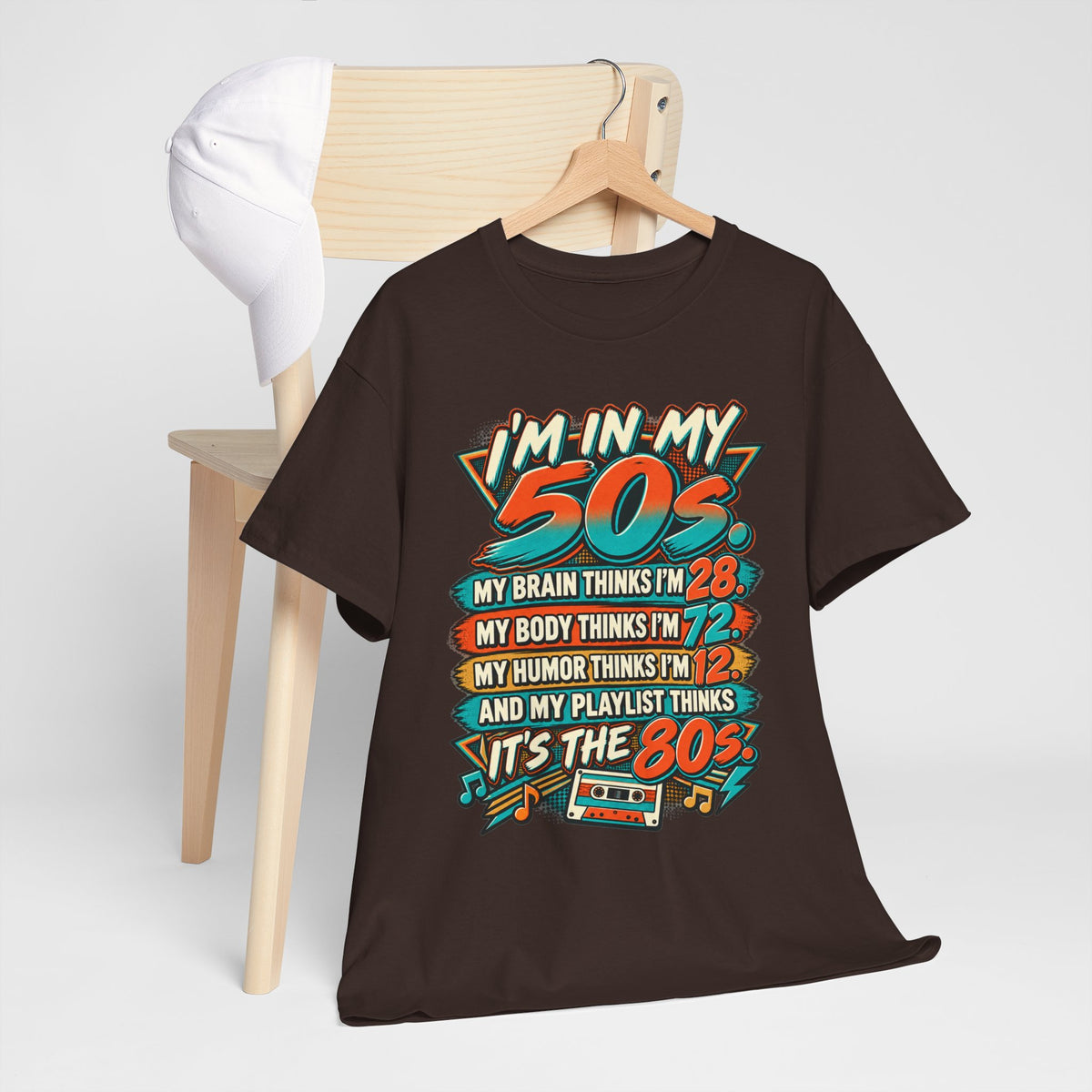 Retro 50s Birthday T‑Shirt — "I'm in My 50s" 80s Playlist Cassette Tee