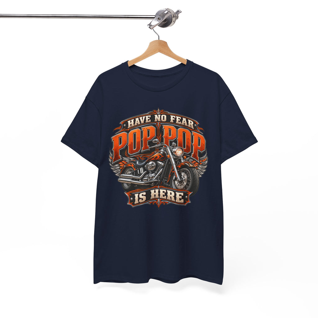 Pop Pop Is Here Motorcycle Dad T-Shirt
