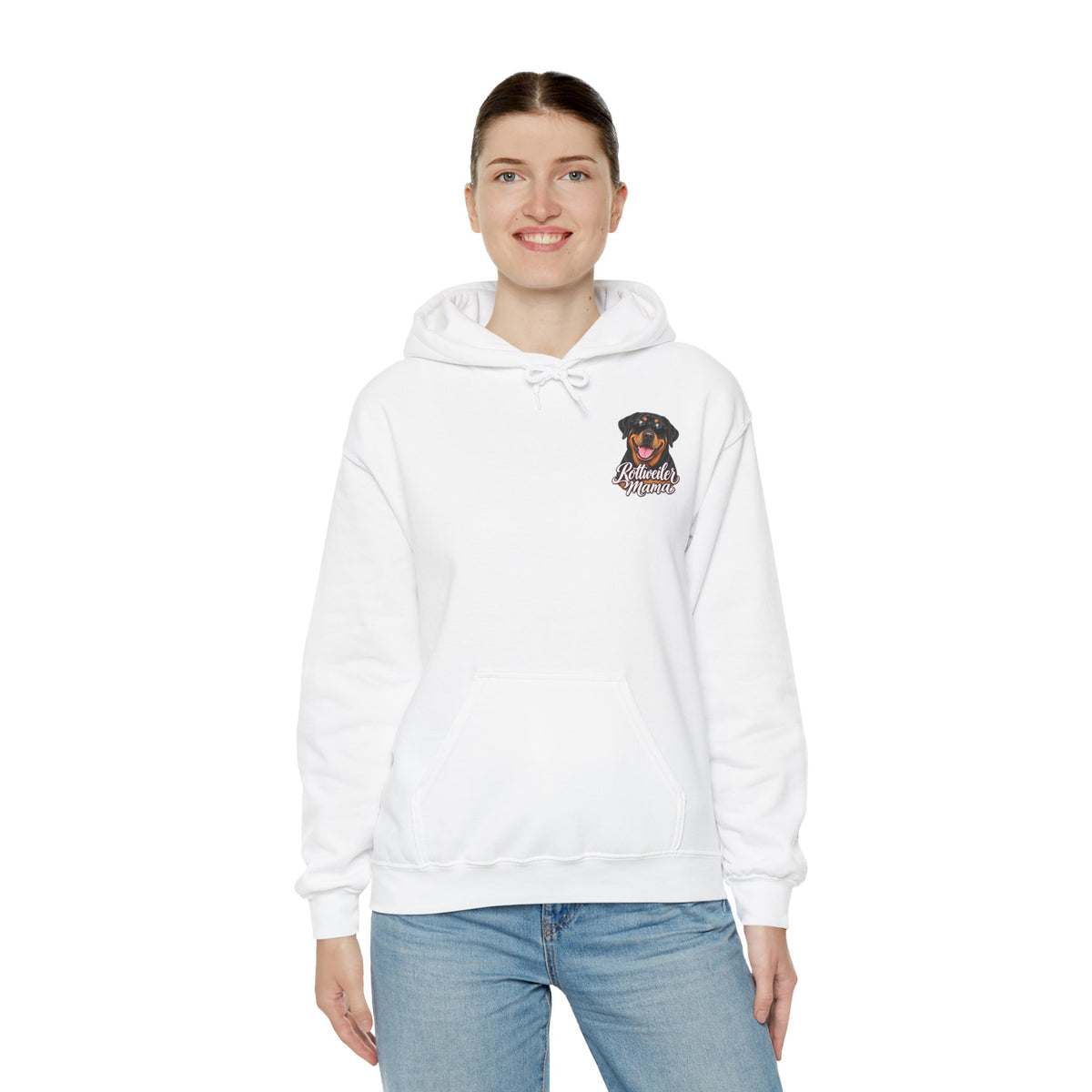 Rottweiler Mama Hoodie — Cute Rottie Portrait Pullover for Dog Moms