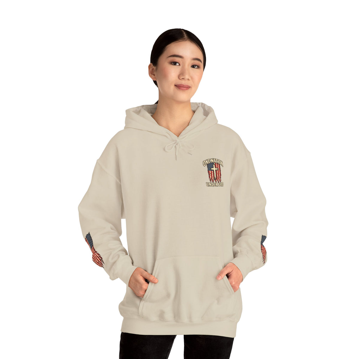One Nation Under God Patriotic Cross Hoodie